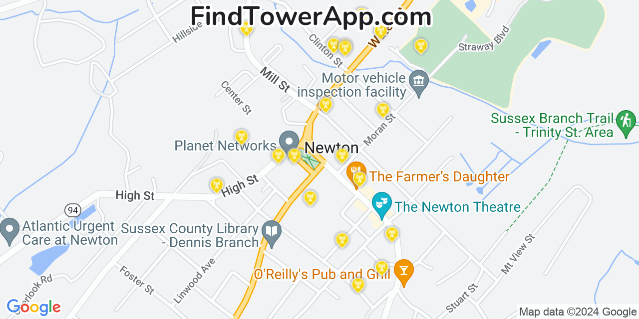 AT&T 4G/5G cell tower coverage map Newton, New Jersey