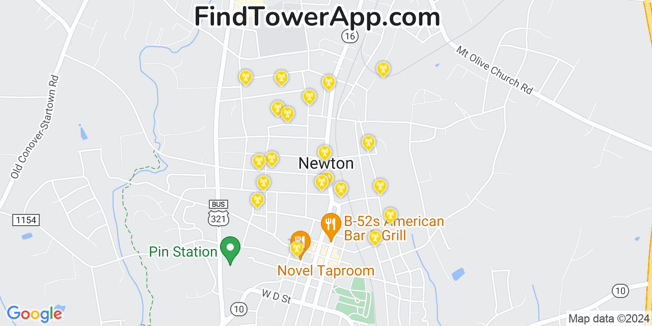 AT&T 4G/5G cell tower coverage map Newton, North Carolina