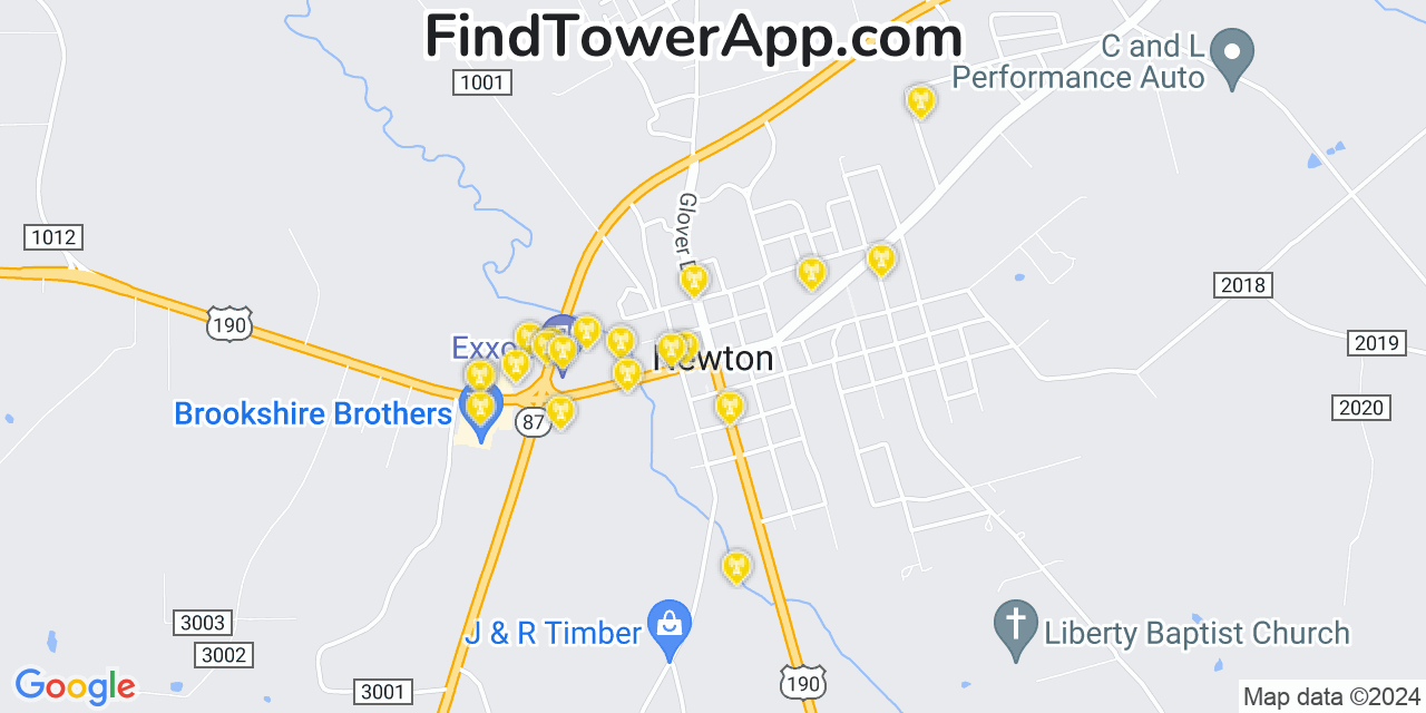 T-Mobile 4G/5G cell tower coverage map Newton, Texas