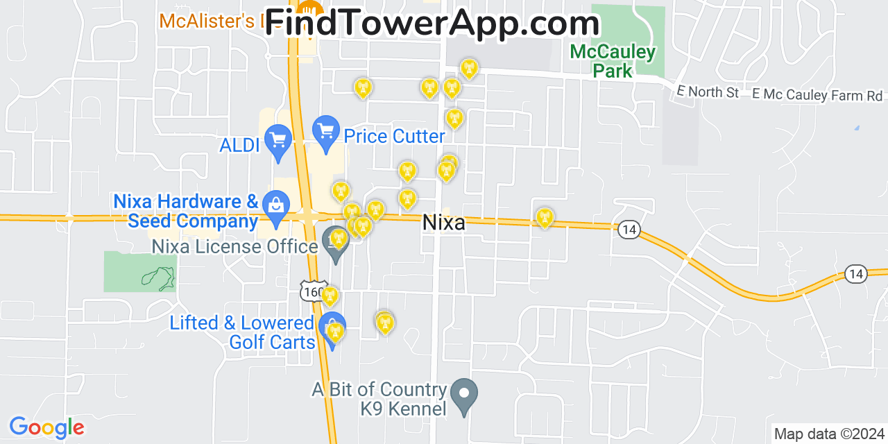 T-Mobile 4G/5G cell tower coverage map Nixa, Missouri