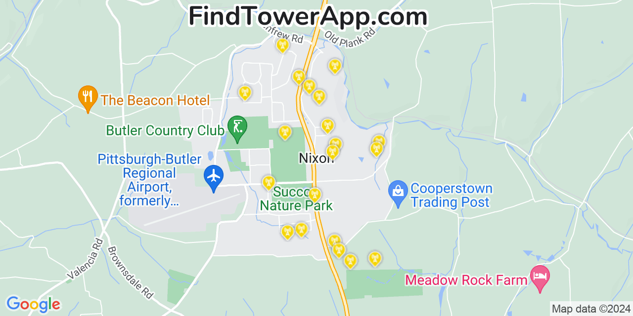 Verizon 4G/5G cell tower coverage map Nixon, Pennsylvania