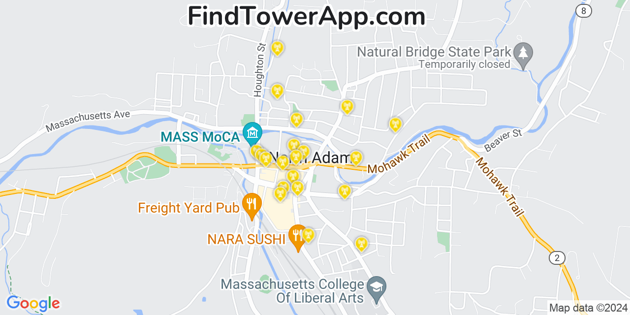 AT&T 4G/5G cell tower coverage map North Adams, Massachusetts