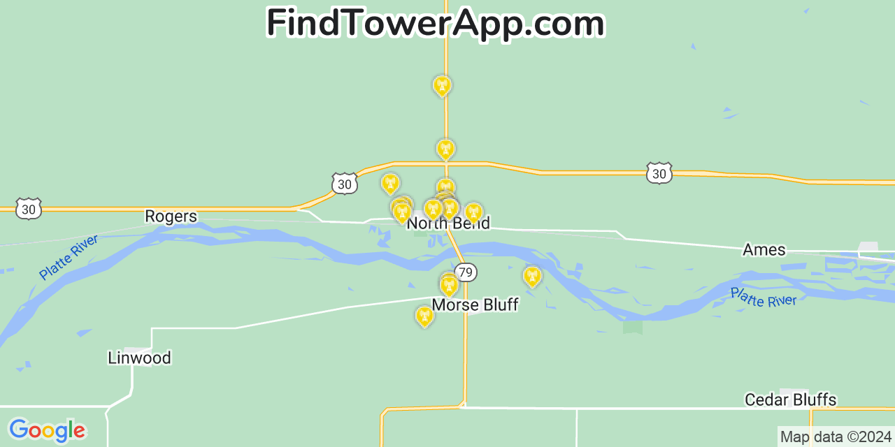 Verizon 4G/5G cell tower coverage map North Bend, Nebraska