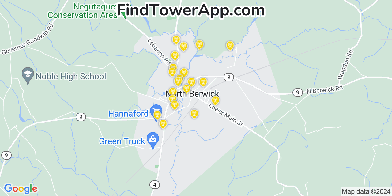 T-Mobile 4G/5G cell tower coverage map North Berwick, Maine