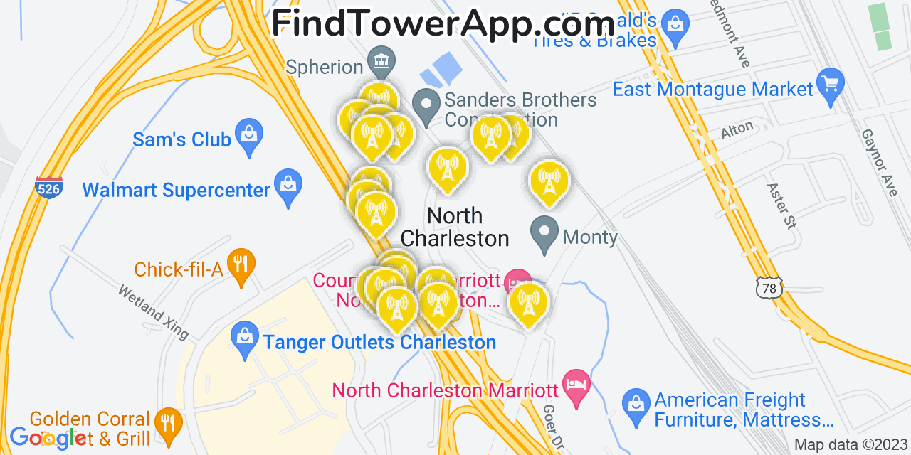 North Charleston South Carolina Cell Tower Coverage Map
