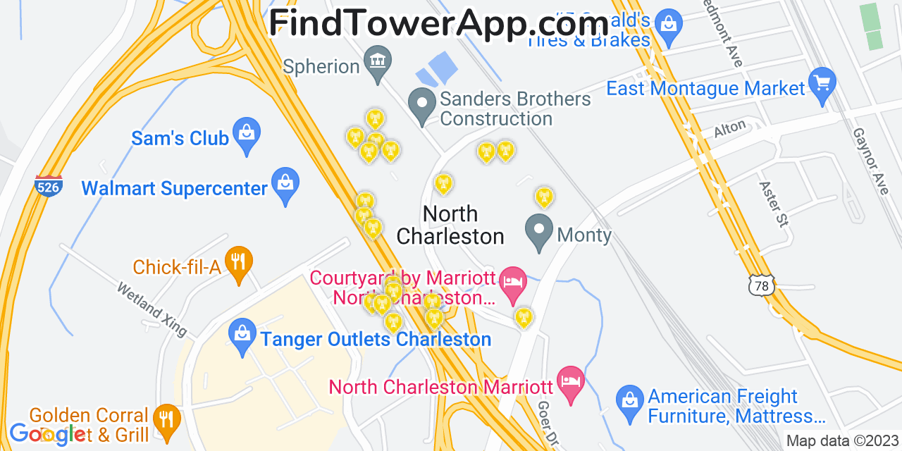 T-Mobile 4G/5G cell tower coverage map North Charleston, South Carolina