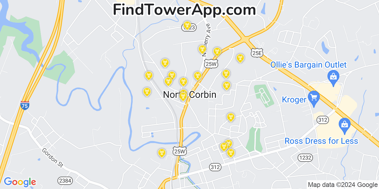 T-Mobile 4G/5G cell tower coverage map North Corbin, Kentucky