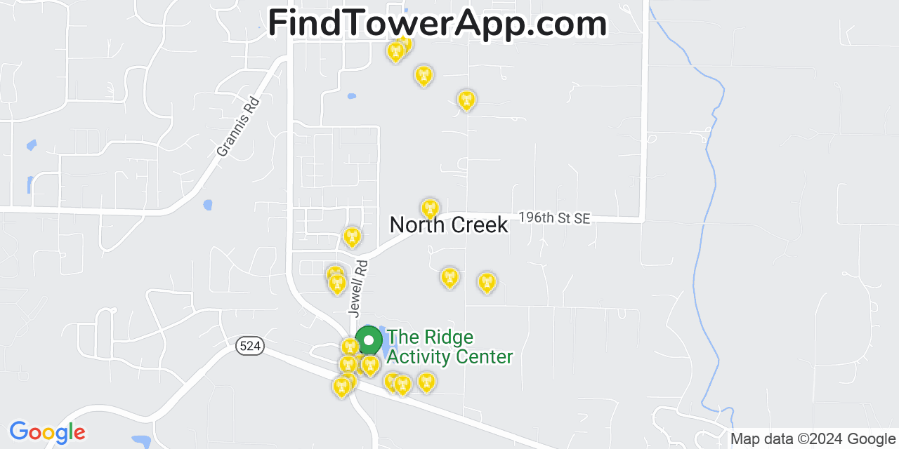 Verizon 4G/5G cell tower coverage map North Creek, Washington