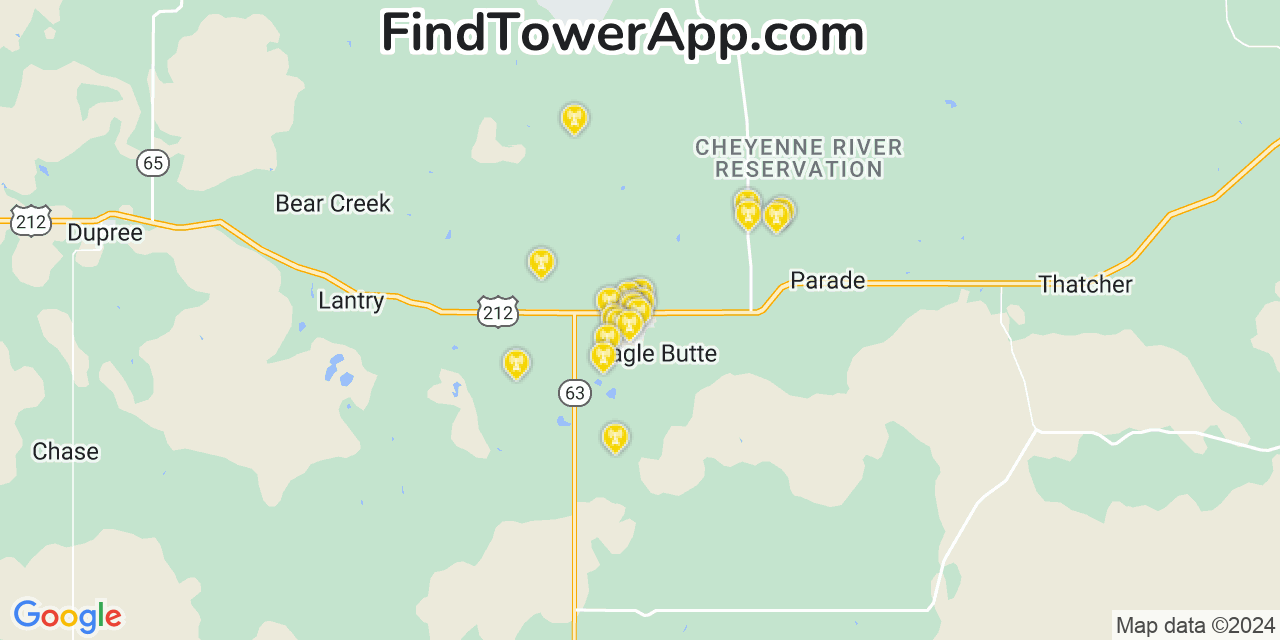 Verizon 4G/5G cell tower coverage map North Eagle Butte, South Dakota