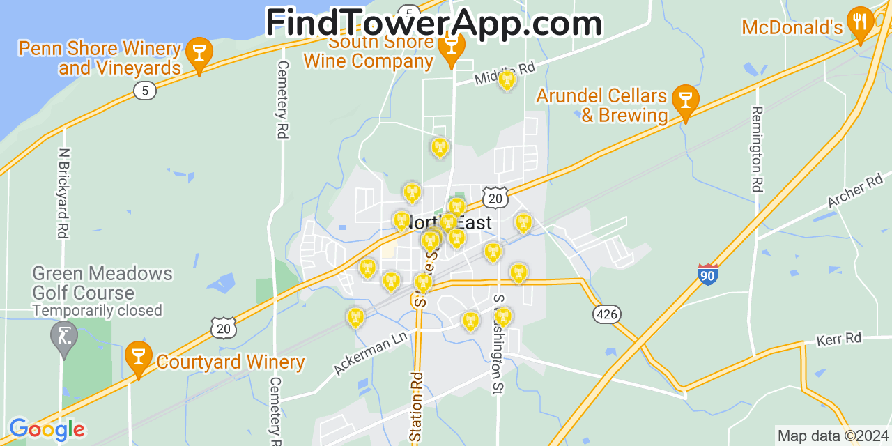 T-Mobile 4G/5G cell tower coverage map North East, Pennsylvania