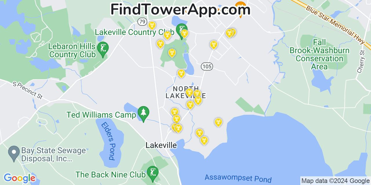 Verizon 4G/5G cell tower coverage map North Lakeville, Massachusetts