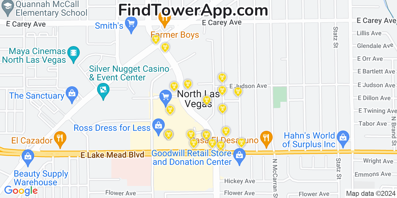 North Las Vegas Nevada Cell Tower Coverage Map