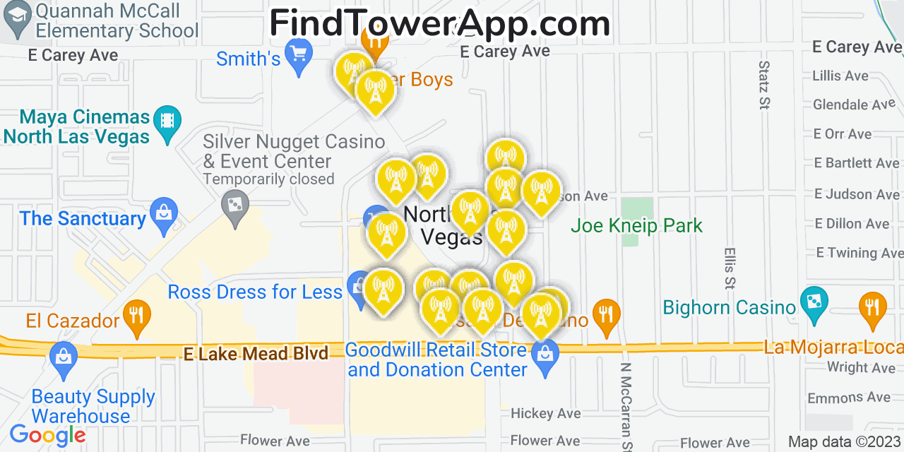 Verizon 4G/5G cell tower coverage map North Las Vegas, Nevada