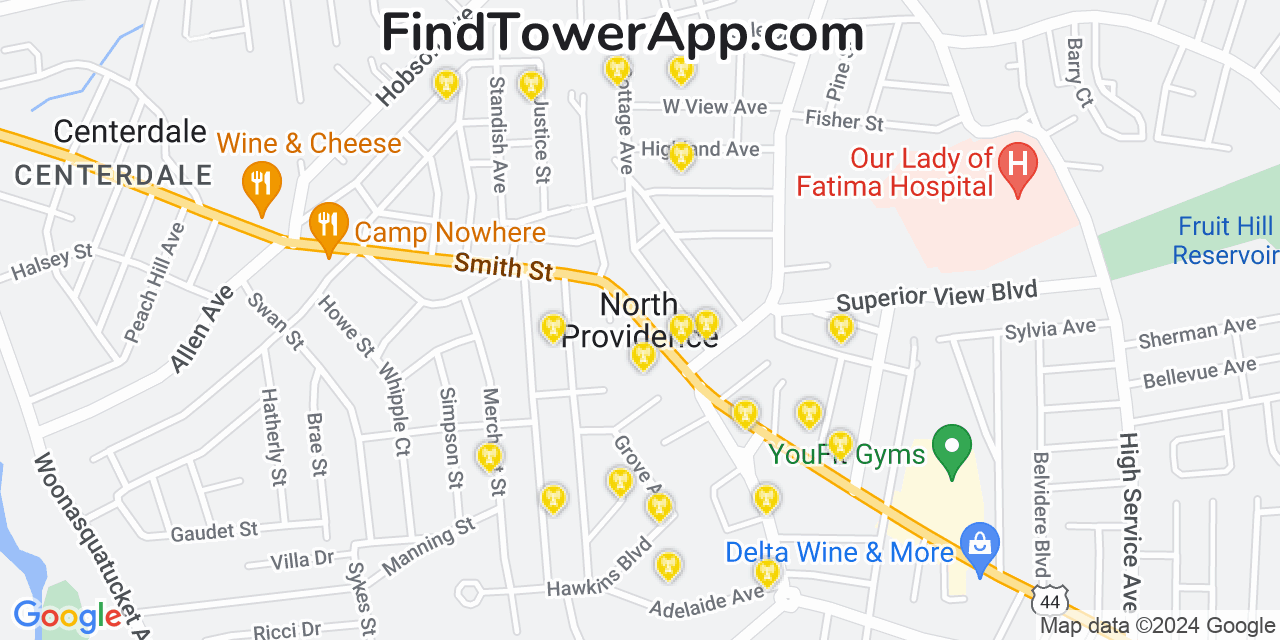 T-Mobile 4G/5G cell tower coverage map North Providence, Rhode Island