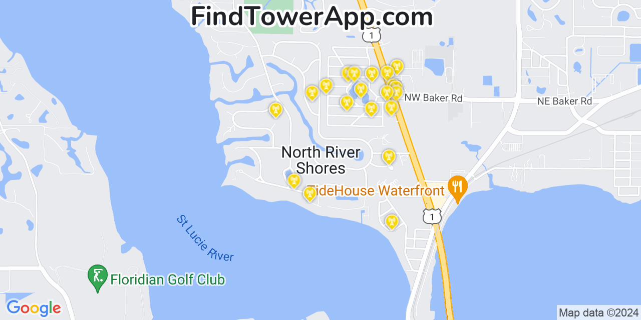 T-Mobile 4G/5G cell tower coverage map North River Shores, Florida