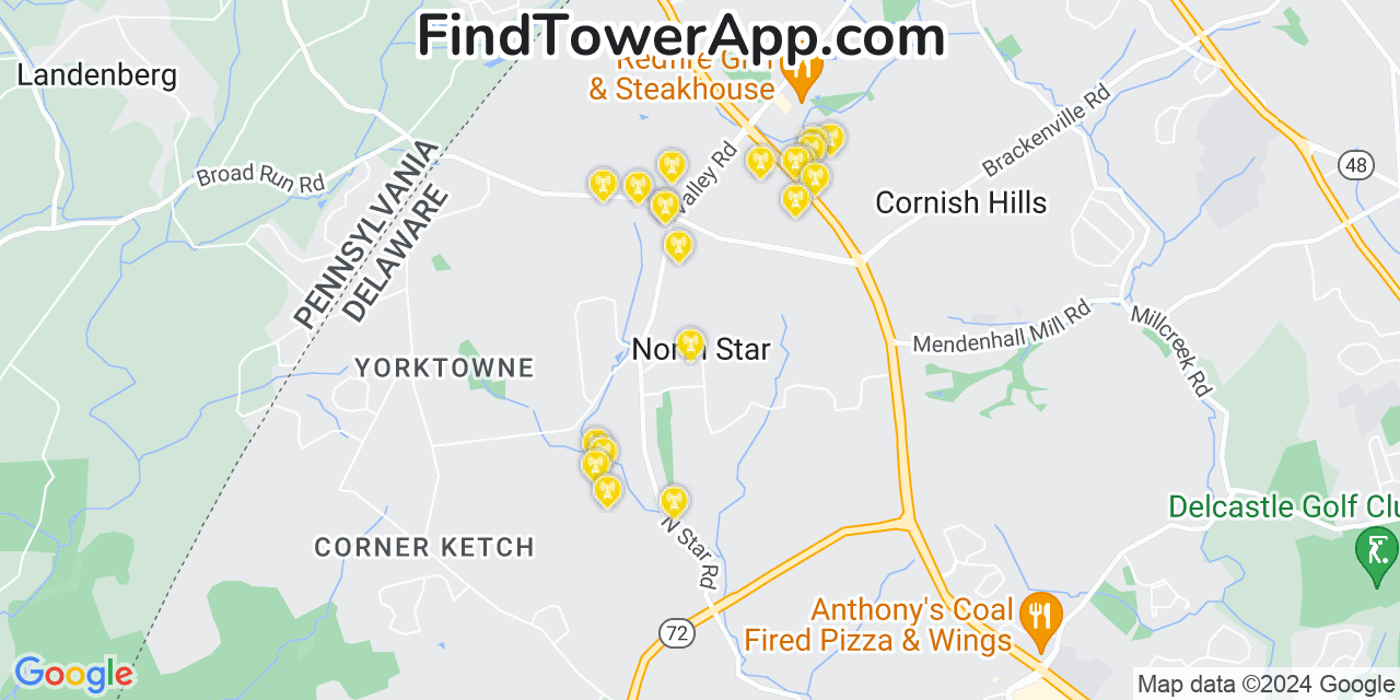 Verizon 4G/5G cell tower coverage map North Star, Delaware