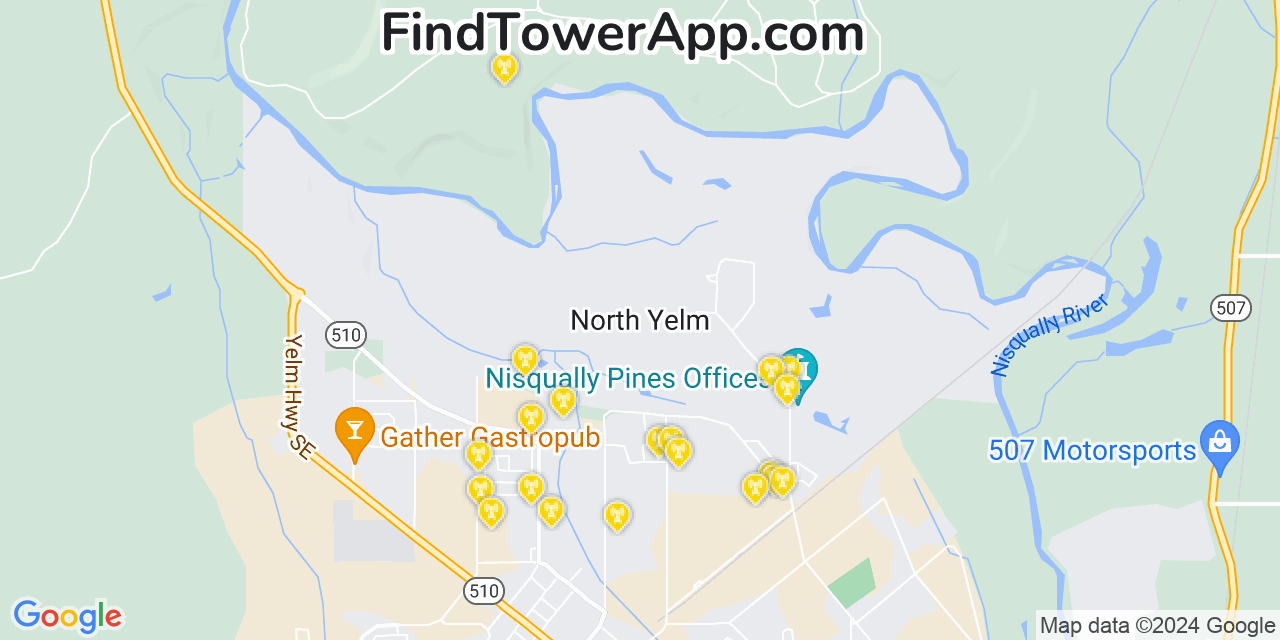 T-Mobile 4G/5G cell tower coverage map North Yelm, Washington