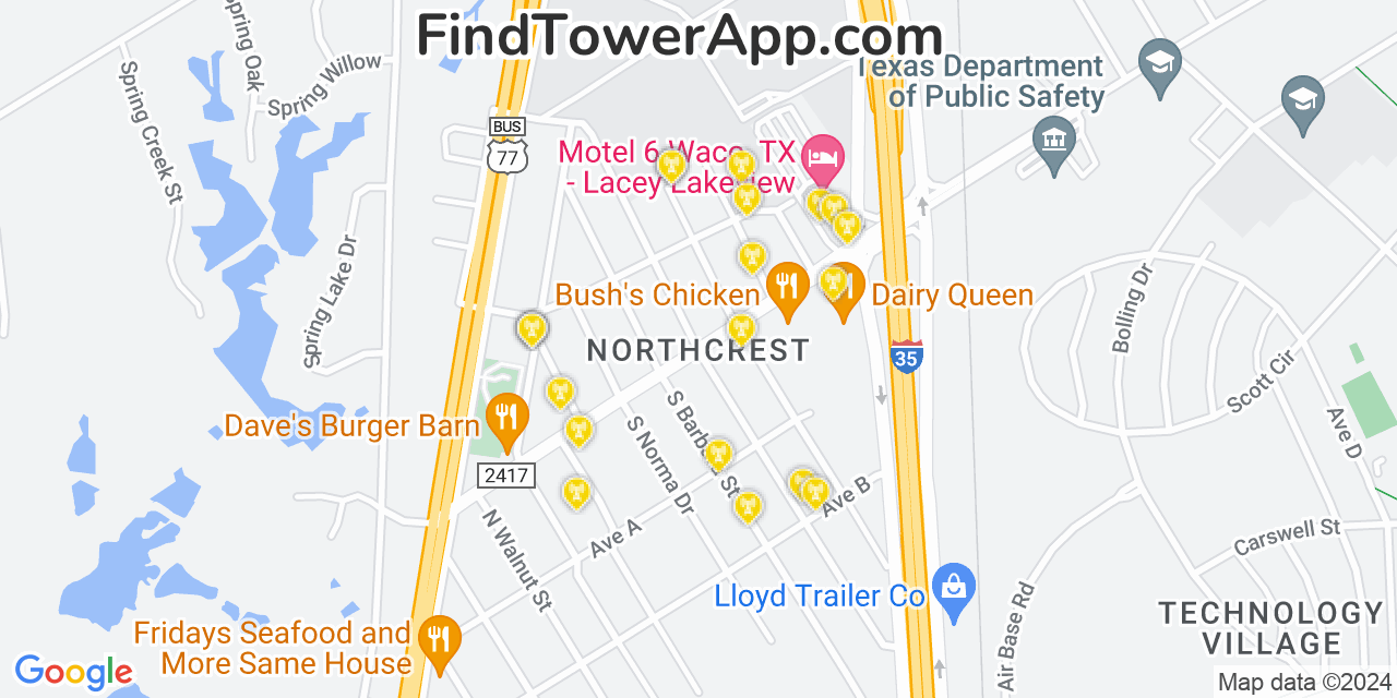 T-Mobile 4G/5G cell tower coverage map Northcrest, Texas