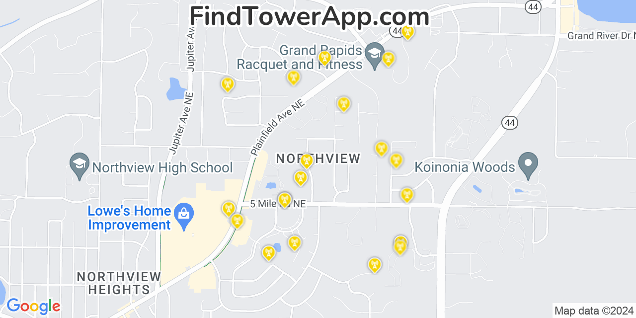 Verizon 4G/5G cell tower coverage map Northview, Michigan