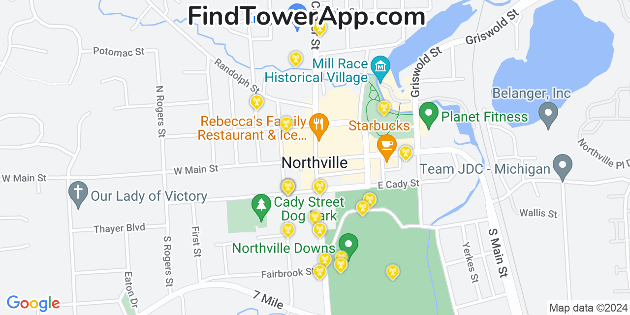 Verizon 4G/5G cell tower coverage map Northville, Michigan