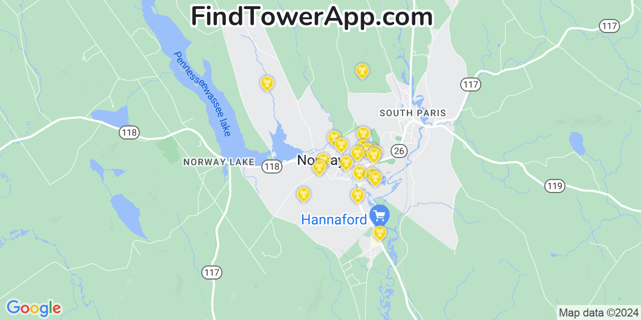 T-Mobile 4G/5G cell tower coverage map Norway, Maine