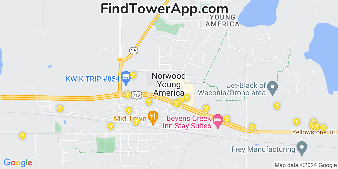 T-Mobile 4G/5G cell tower coverage map Norwood (historical), Minnesota