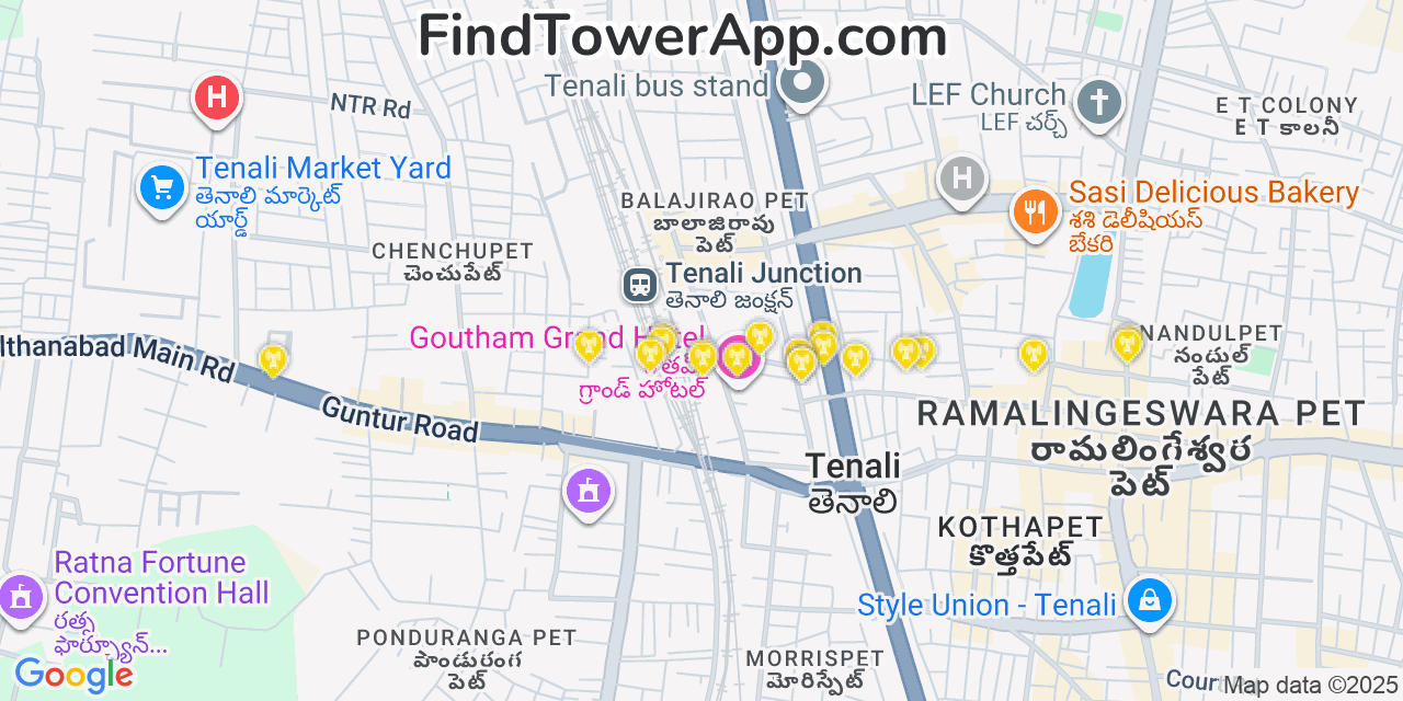 Map showing the 20 primary Punjab cell tower locations in Null, India