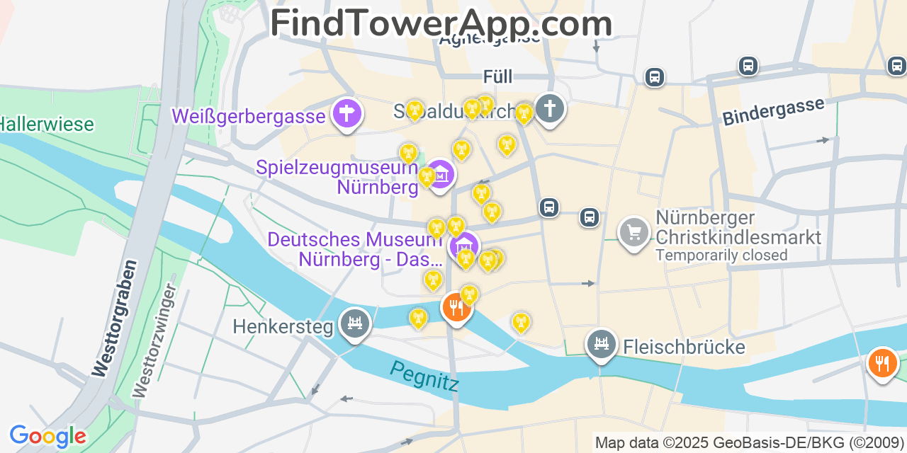 Nuremberg Cell Towers, Germany - FindTower App Coverage Maps