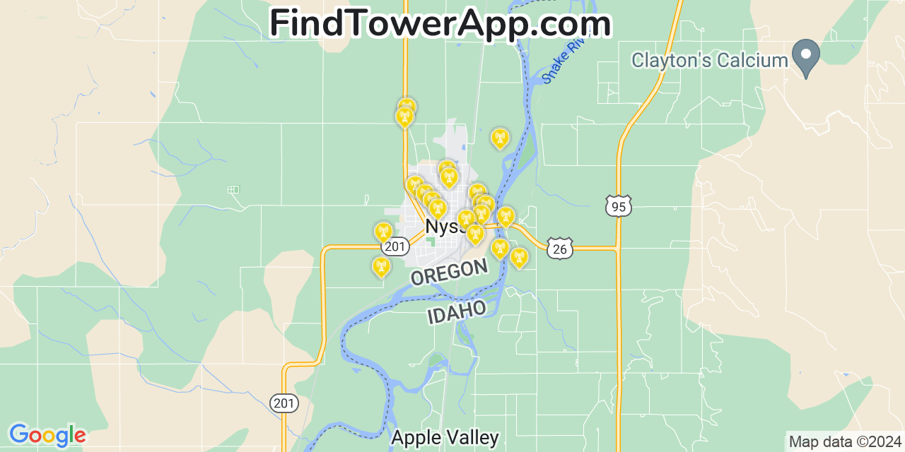 Verizon 4G/5G cell tower coverage map Nyssa, Oregon