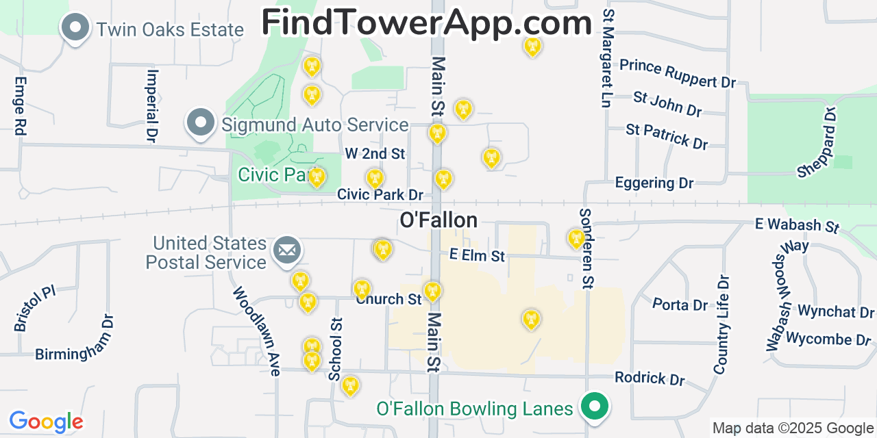 AT&T 4G/5G cell tower coverage map OFallon, Missouri