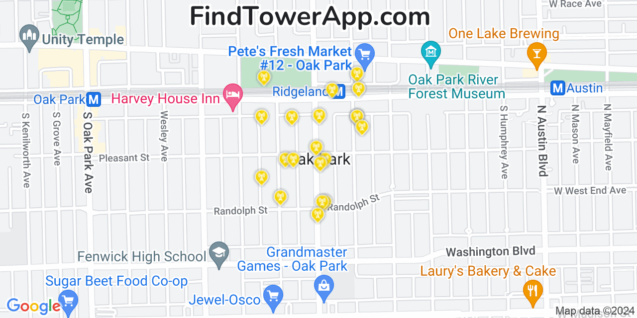 T-Mobile 4G/5G cell tower coverage map Oak Park, Illinois