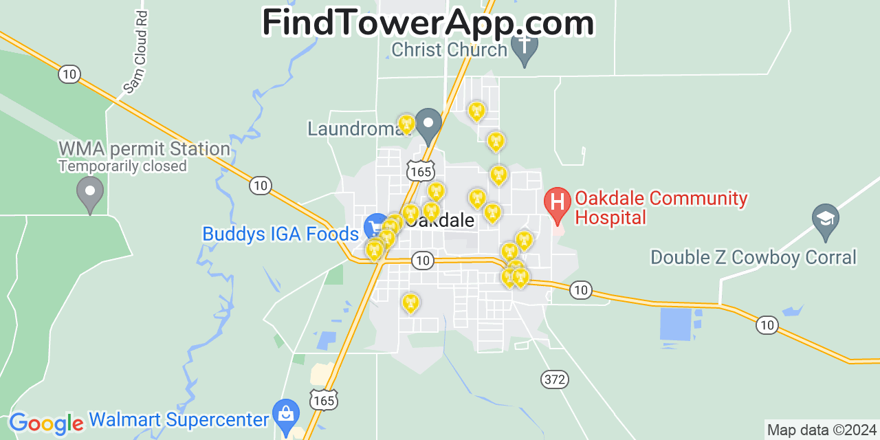 T-Mobile 4G/5G cell tower coverage map Oakdale, Louisiana