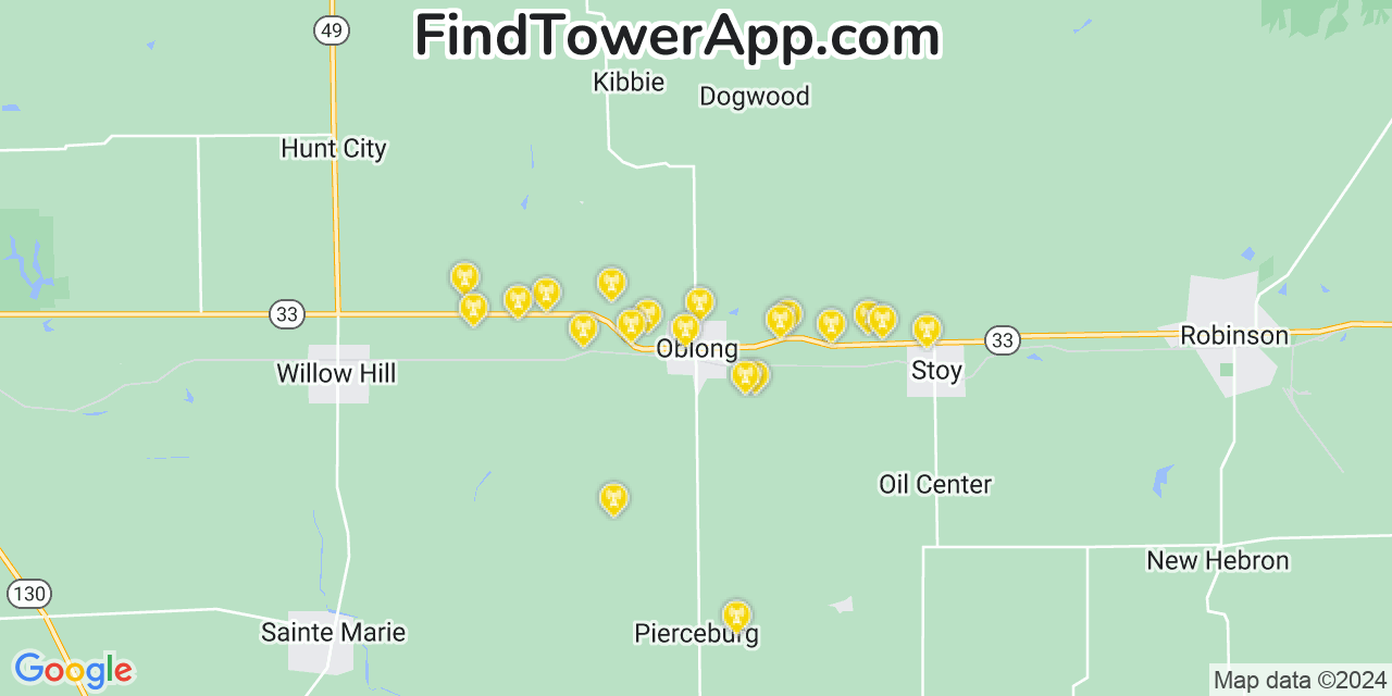 T-Mobile 4G/5G cell tower coverage map Oblong, Illinois