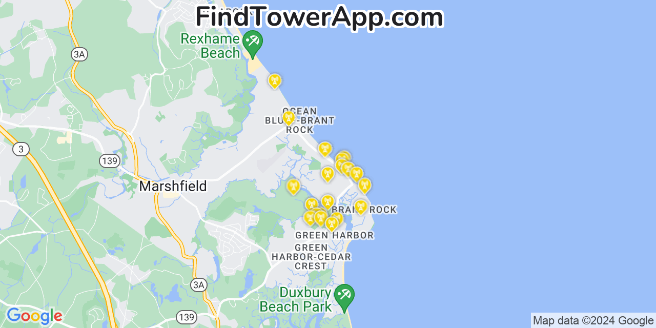 T-Mobile 4G/5G cell tower coverage map Ocean Bluff Brant Rock, Massachusetts