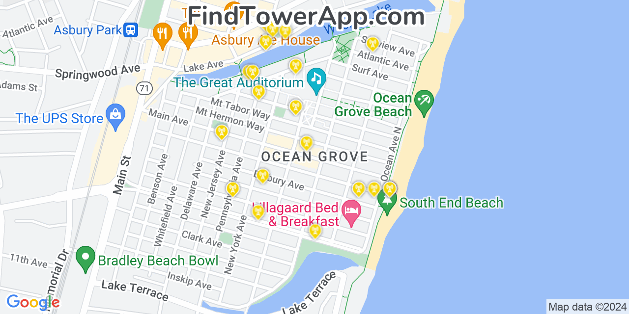 T-Mobile 4G/5G cell tower coverage map Ocean Grove, New Jersey