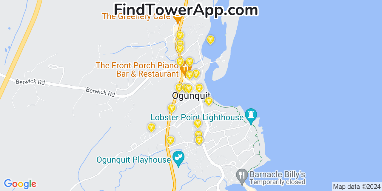 Verizon 4G/5G cell tower coverage map Ogunquit, Maine