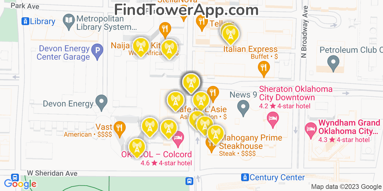 Verizon 4G/5G cell tower coverage map Oklahoma City, Oklahoma