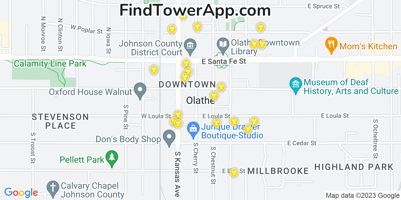 AT&T 4G/5G cell tower coverage map Olathe, Kansas