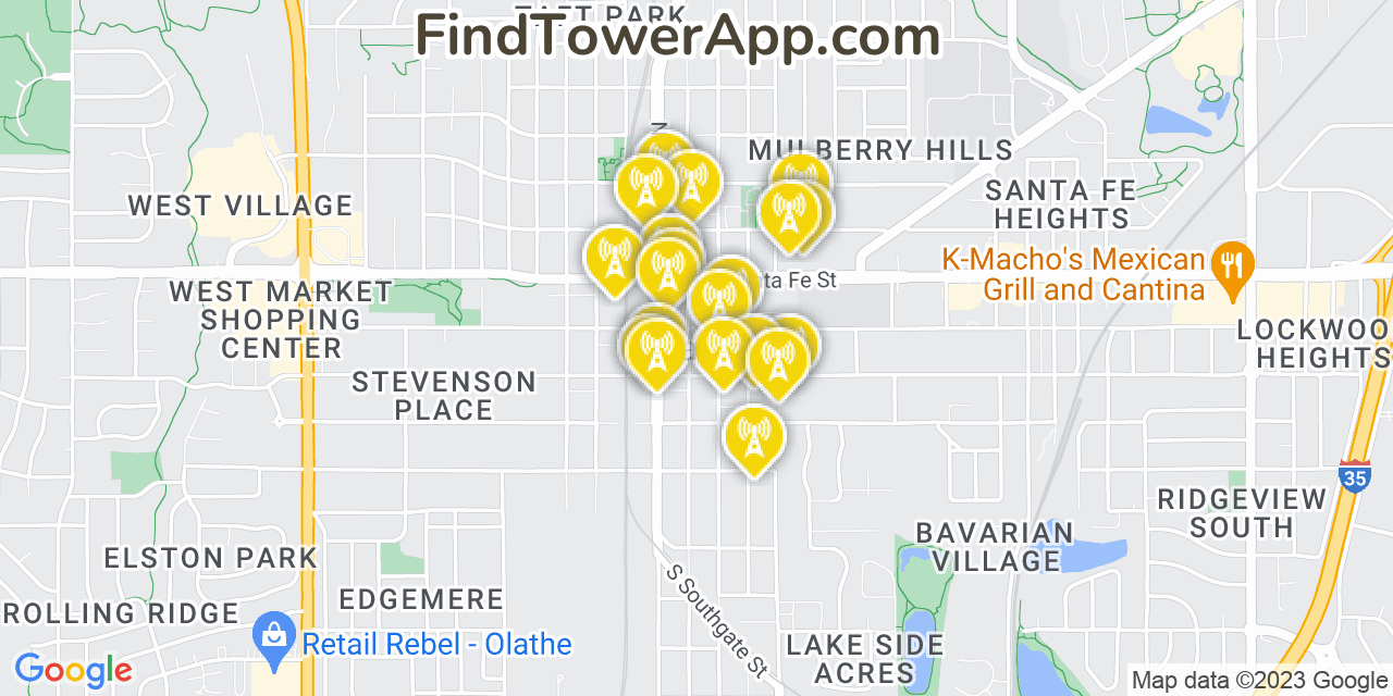 Verizon 4G/5G cell tower coverage map Olathe, Kansas