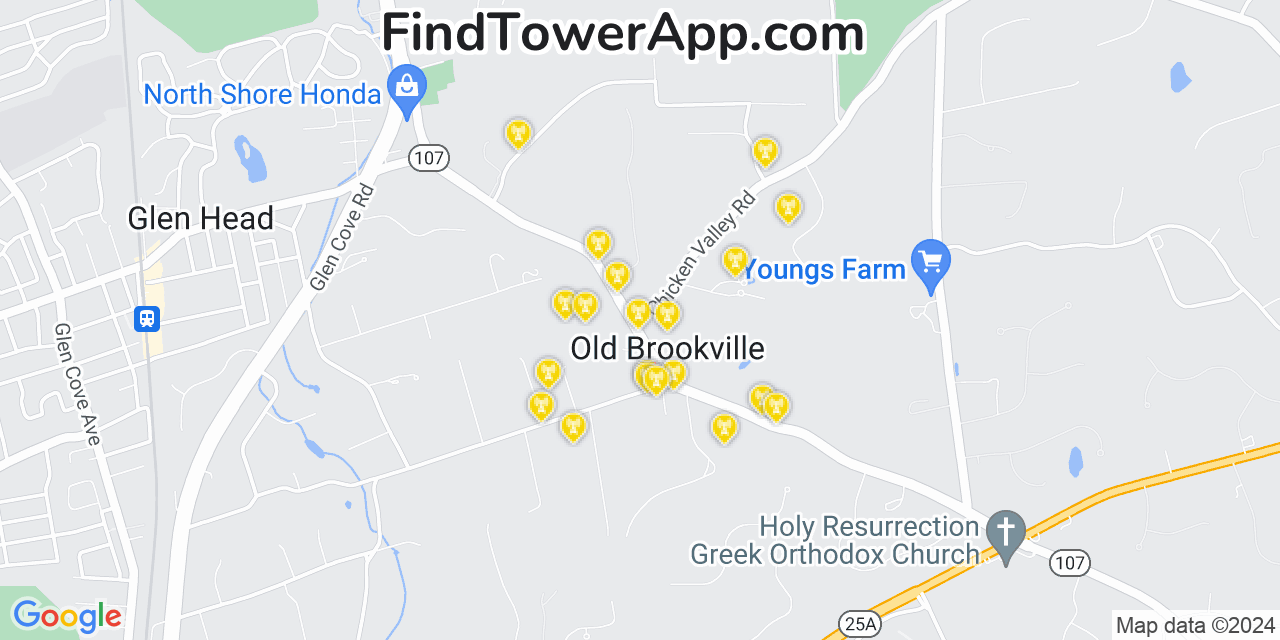 T-Mobile 4G/5G cell tower coverage map Old Brookville, New York