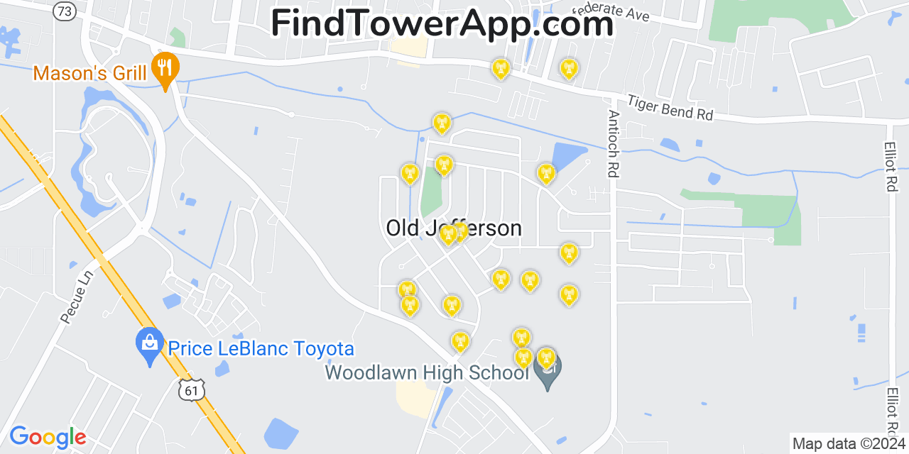 T-Mobile 4G/5G cell tower coverage map Old Jefferson, Louisiana