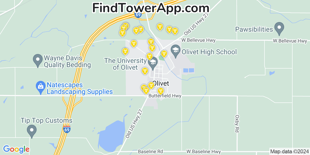 T-Mobile 4G/5G cell tower coverage map Olivet, Michigan