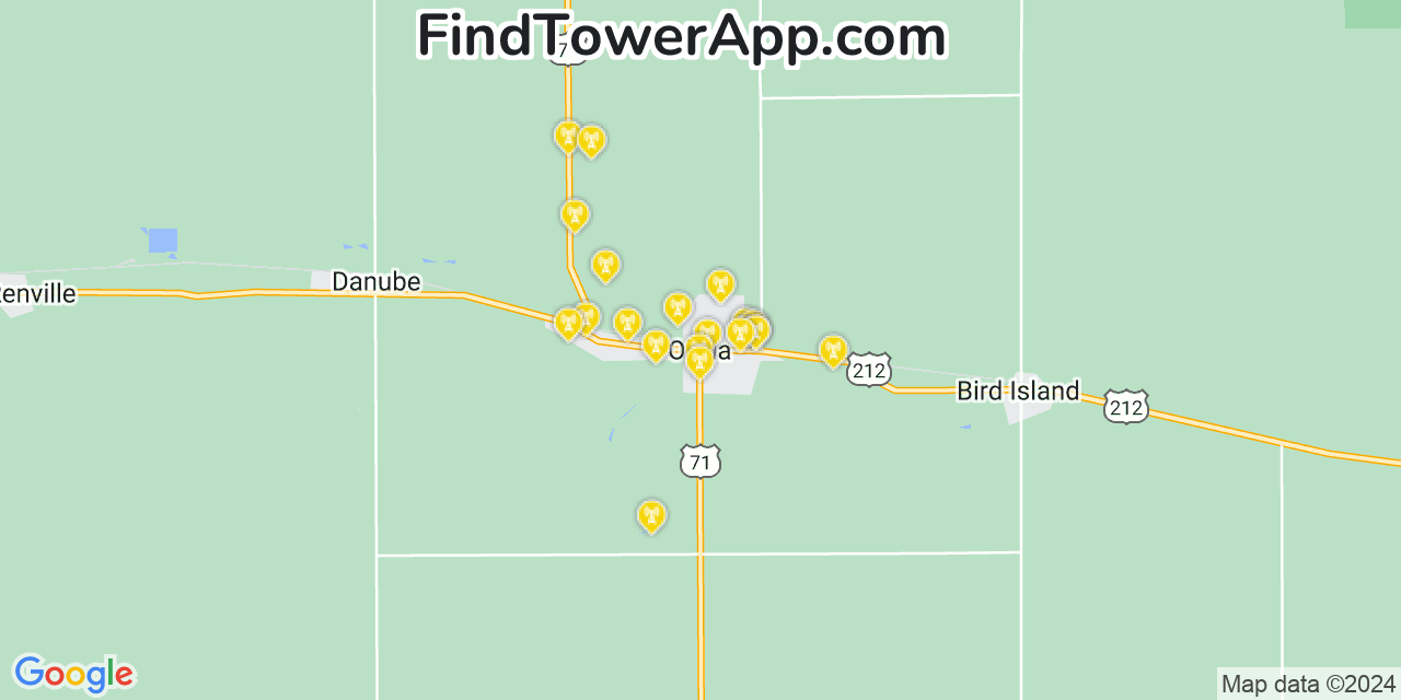 Verizon 4G/5G cell tower coverage map Olivia, Minnesota