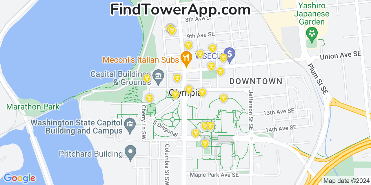 T-Mobile 4G/5G cell tower coverage map Olympia, Washington