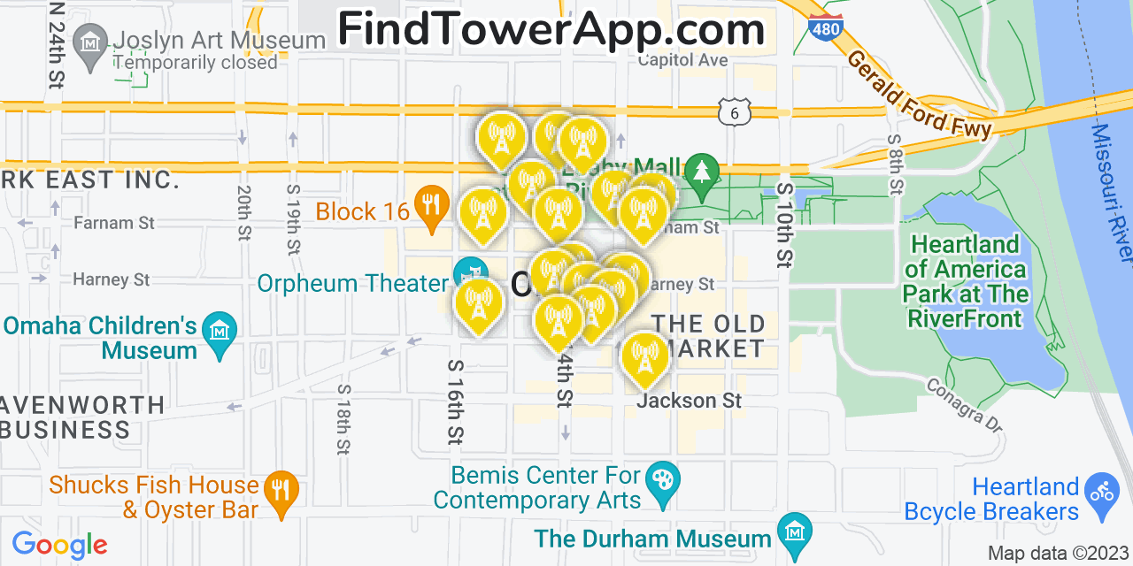 Verizon 4G/5G cell tower coverage map Omaha, Nebraska