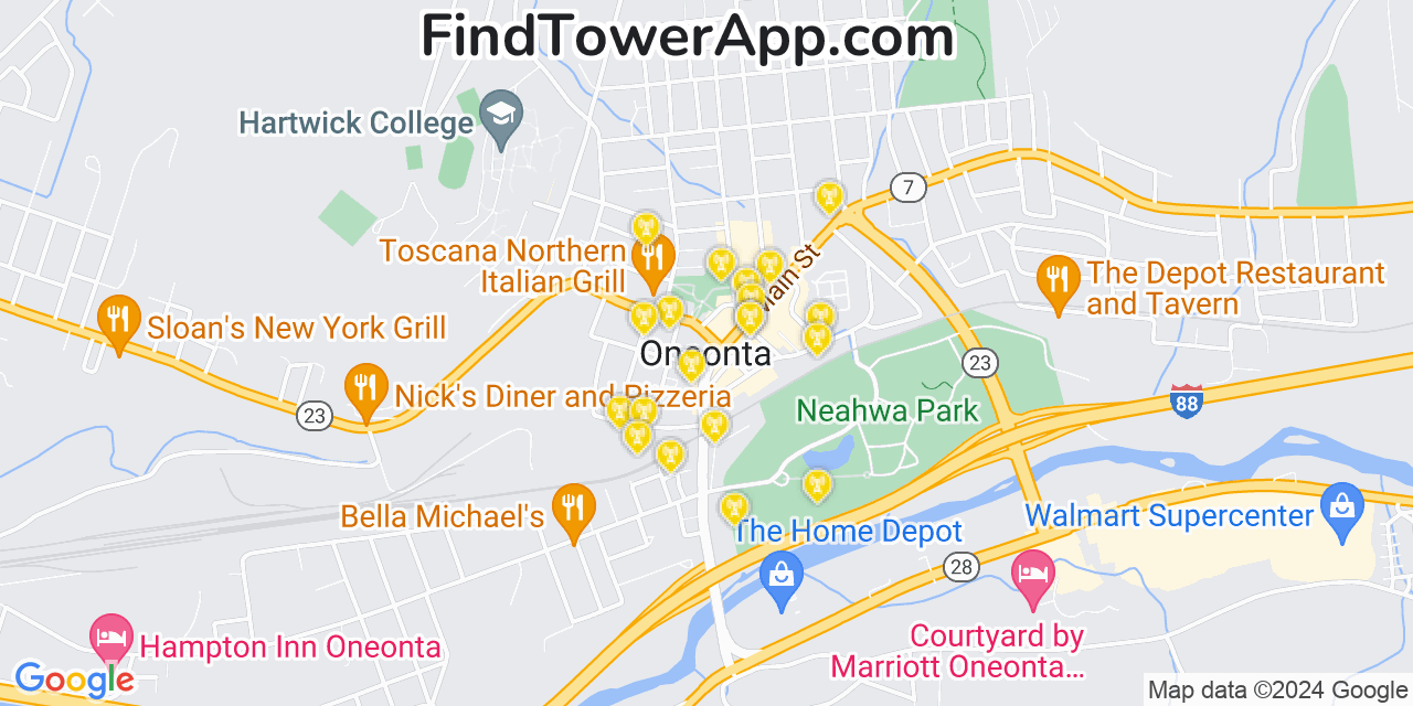 T-Mobile 4G/5G cell tower coverage map Oneonta, New York