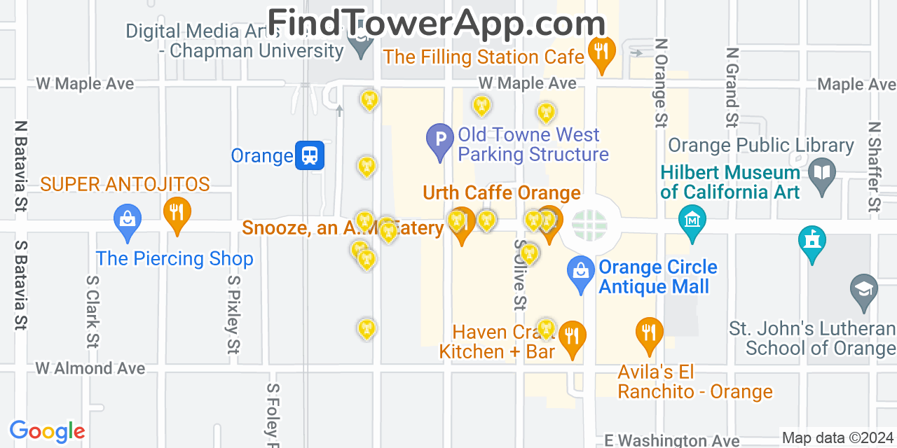 Verizon 4G/5G cell tower coverage map Orange, California