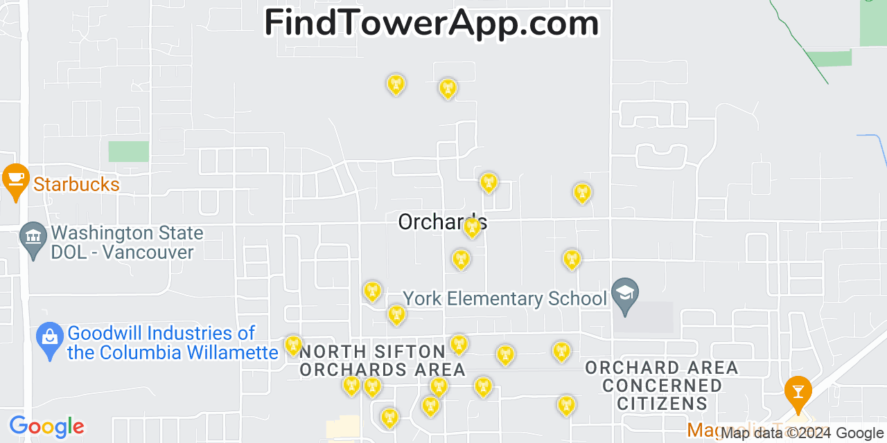 T-Mobile 4G/5G cell tower coverage map Orchards, Washington