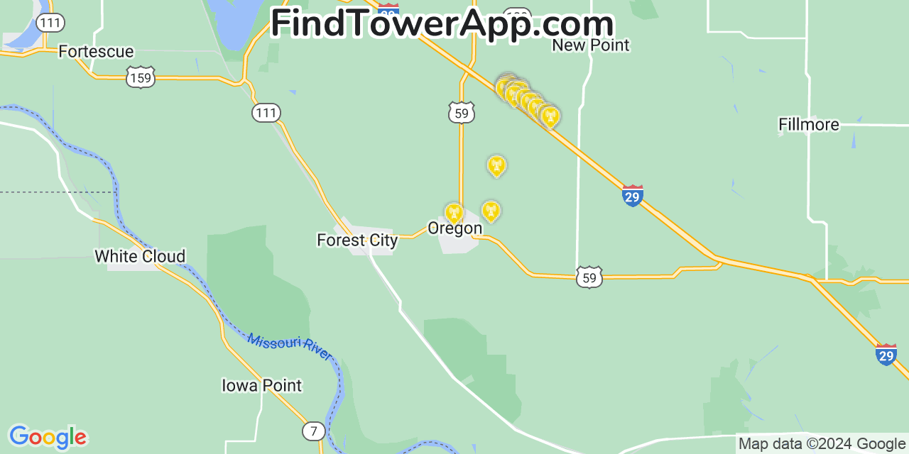 T-Mobile 4G/5G cell tower coverage map Oregon, Missouri