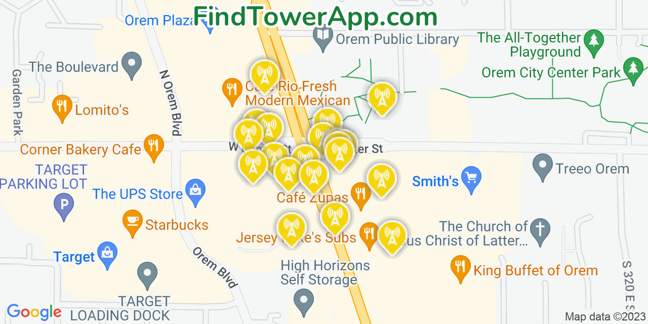 Verizon 4G/5G cell tower coverage map Orem, Utah